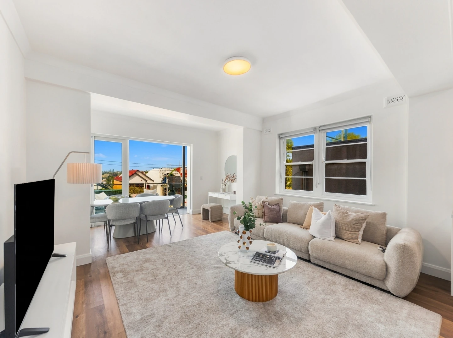 Bright Bondi living room, photographed and edited with Roomshot